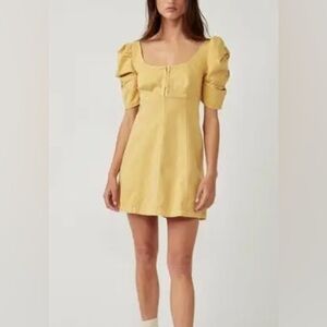 Free people denim puff sleeve dress